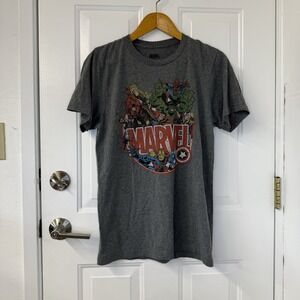 Marvel Comics Graphic T-Shirt Superhero Avengers Spiderman Hulk Gray Men's Small